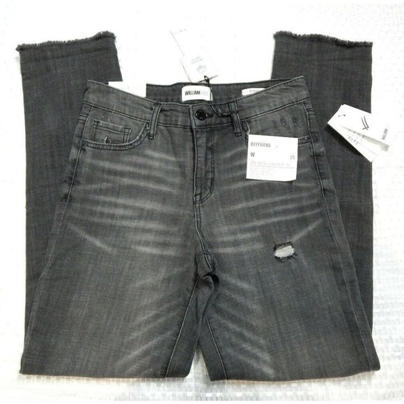 William Rast Boyfriend Jeans Denim Distressed Gray Stretch Color NEW WAYS Sz 25 - Picture 1 of 7